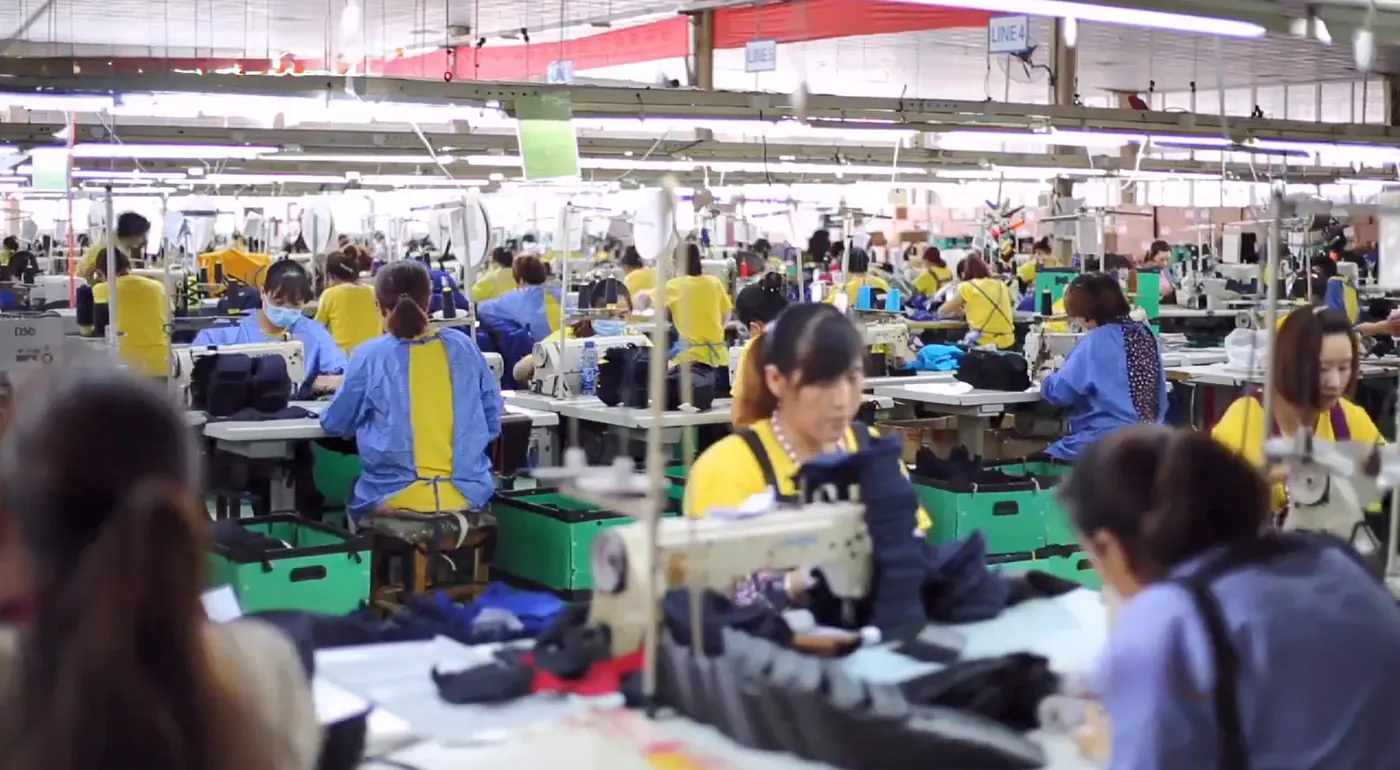 Hat factory sewing workshop during bulk production